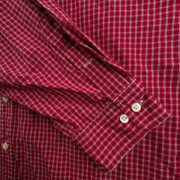 Ralph Lauren Cotton Long Sleeve Button Up Shirt Men Red Check Yarmouth 18 34/35 - Picture 10 of 13